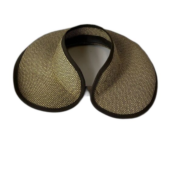 San Diego Hat Company Tan Ultrabraid Large Brim Visor with Brown Ribbon Trim - Picture 4 of 13